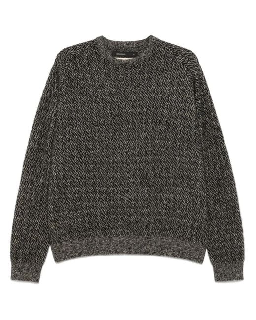 Frenckenberger Gray Herringbone-Pattern Sweater