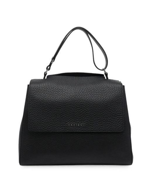 Orciani Black Sveva Pebbled-Leather Tote Bag