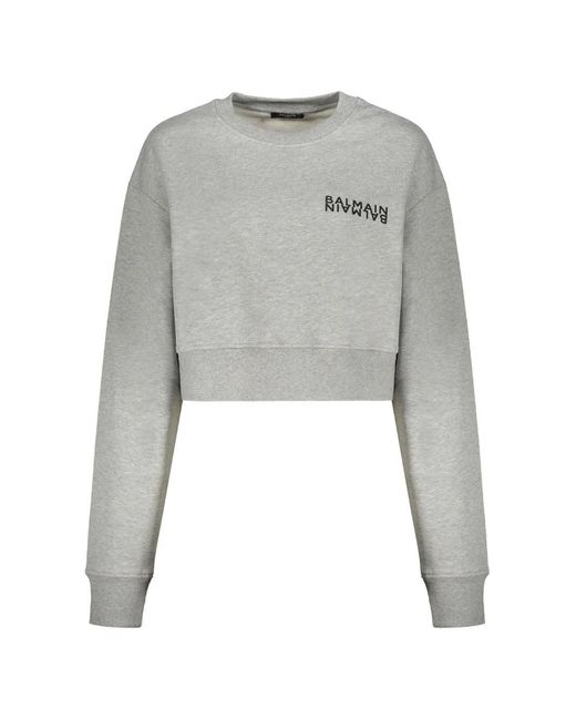 Balmain Cropped Sweater in het Gray