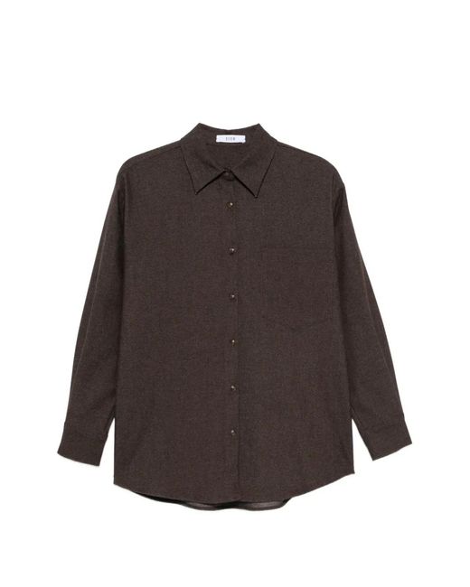 ELEH Brown Chest-Pocket Button-Up Shirt