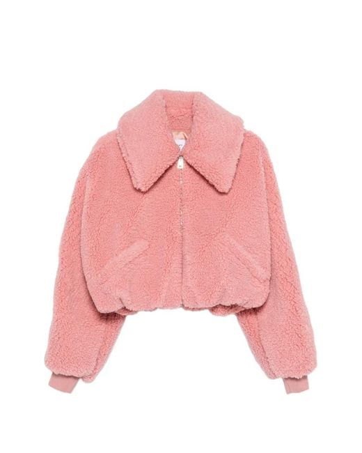 Givenchy Pink Faux-Shearling Cropped Jacket