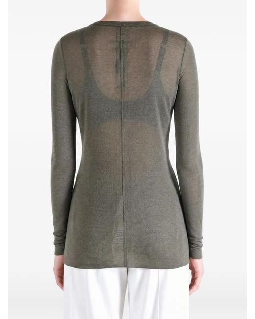 Rick Owens Gray Ribbed-Knit Long-Sleeve Top