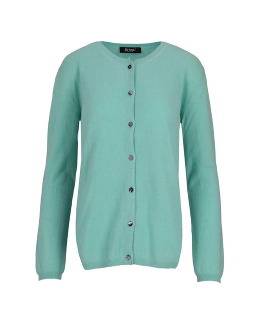 LA ROSE Green Button-Fastening Cardigan