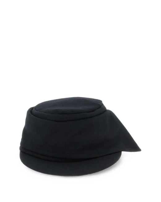 Yohji Yamamoto Black Asymmetrical Flat-Crown Cap for men