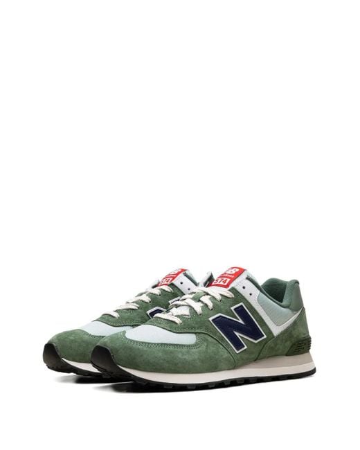 New Balance Green 574 Suede Sneakers for men