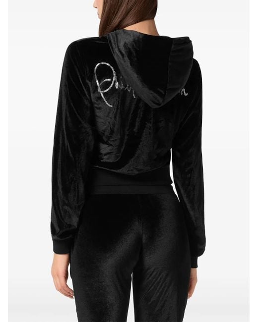 Philipp Plein Black Crystal Signature Hoodie