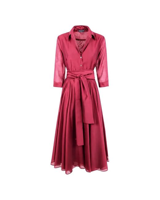 DR. HOPE Red Tie-Waist Shirt Dress