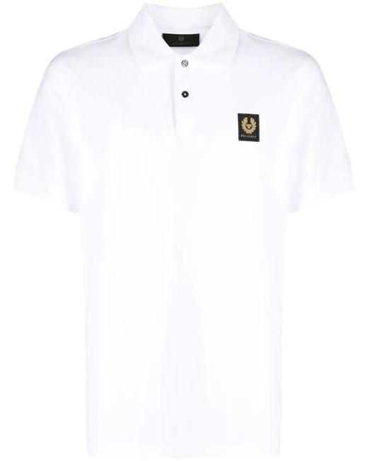 Belstaff White Logo-Patch Cotton Polo Shirt for men