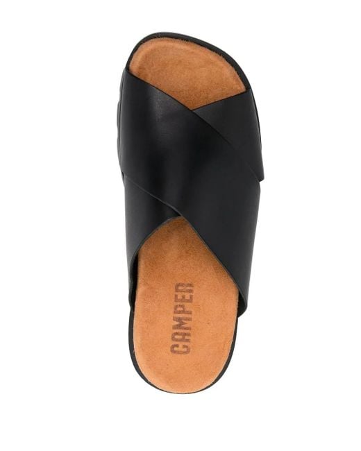 Camper Black Brutus Cross Strap Sandals