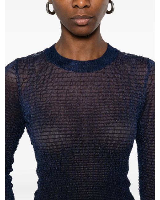 CECILIE BAHNSEN Blue Ruffled Top