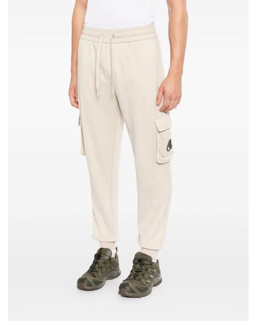 Moose Knuckles White Cargo Drawstring Trousers for men