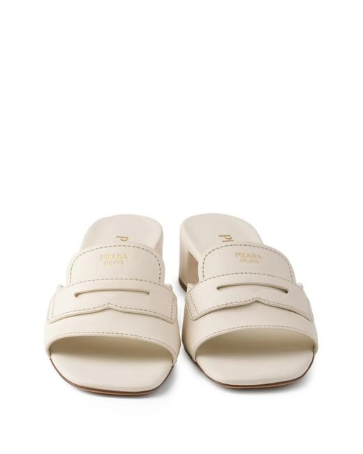 Prada White Leather Sandals