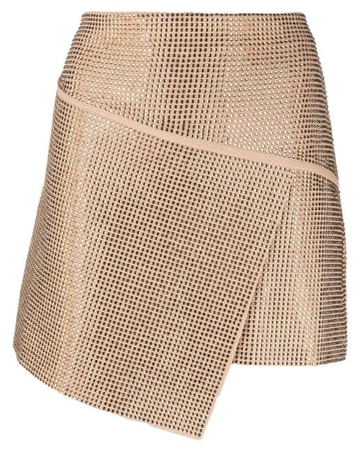 ANDREADAMO Natural Crystal-Embellished Asymmetric Wrap Skirt