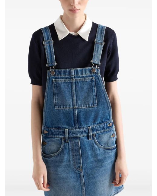 Prada Blue Jeans-Minikleid mit Latz