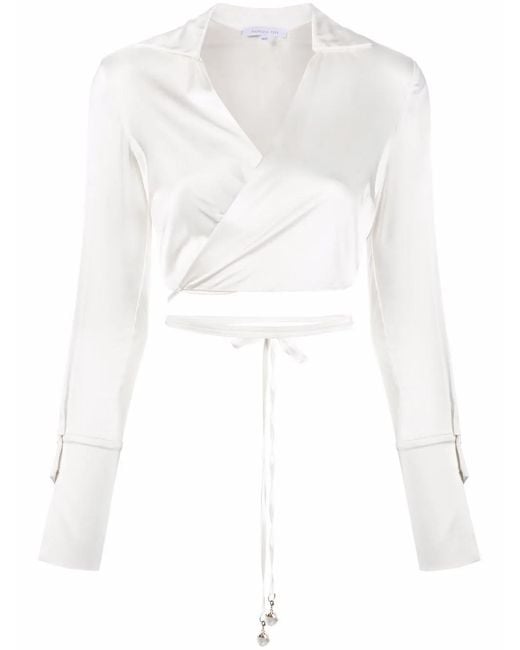 Patrizia Pepe White Cropped Wraparound Shirt