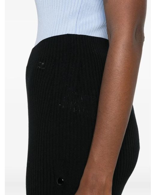 Courreges Black Ribbed Midi Skirt