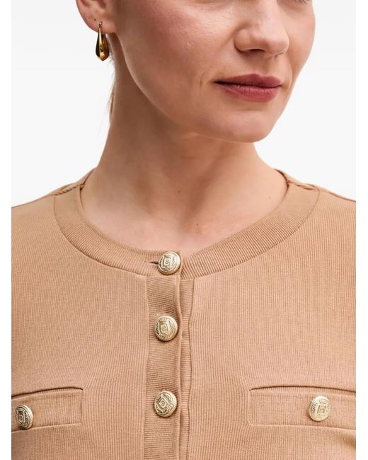 MARC AUREL Brown Button-Detail Top