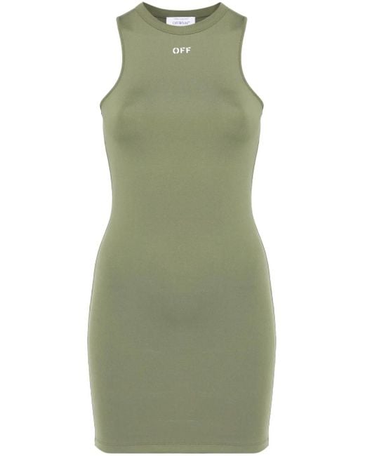 Off-White c/o Virgil Abloh Green Logo-Print Mini Dress