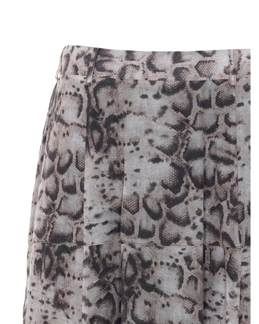 Pinko White Animal-Print Tiered Maxi Skirt