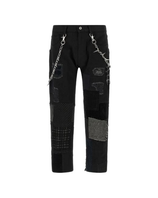 Junya Watanabe Blue Kilt-Panel Patchwork Jeans for men