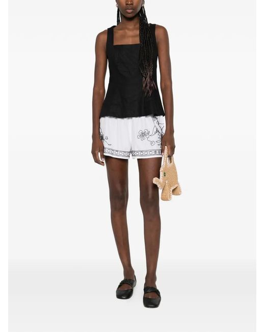 Bode White Beaded Shorts