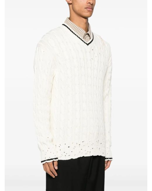Marni White Cable-Knit Sweater for men