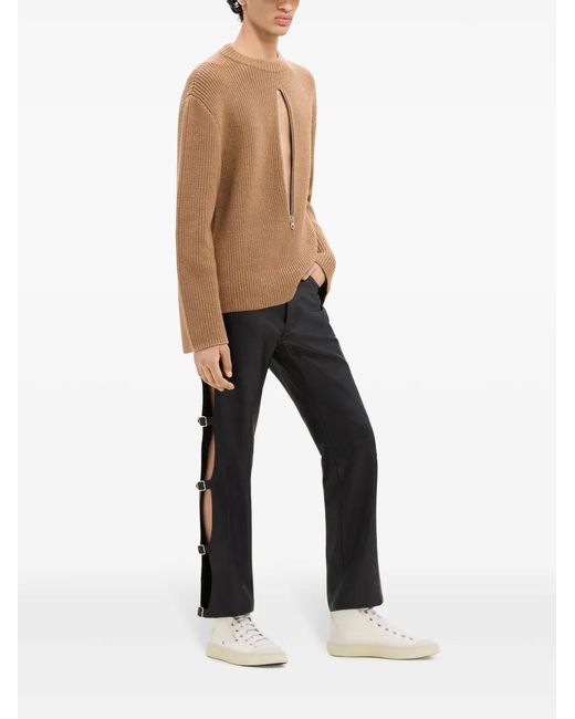 Courreges Brown Zip-Detailing Wool Sweater