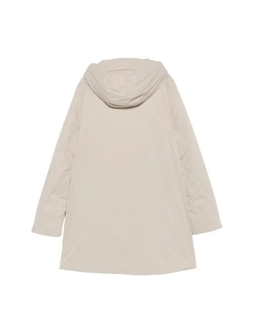 K-Way White Hooded Logo-Patch Coat
