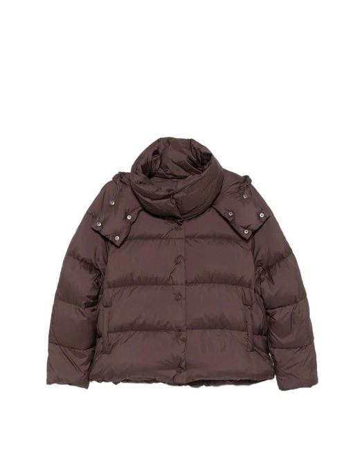 Psophia Brown Quilted Hooded Coat