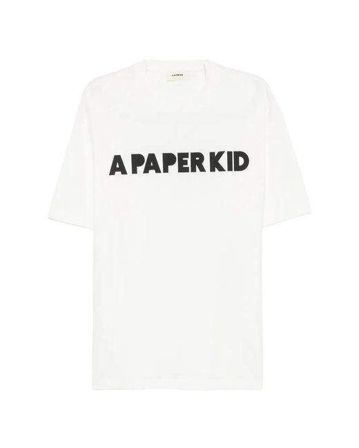 A PAPER KID White Logo-Print T-Shirt for men