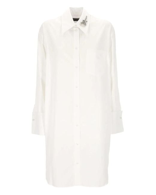 Simone Rocha White Crystal-Embellished Long Shirt