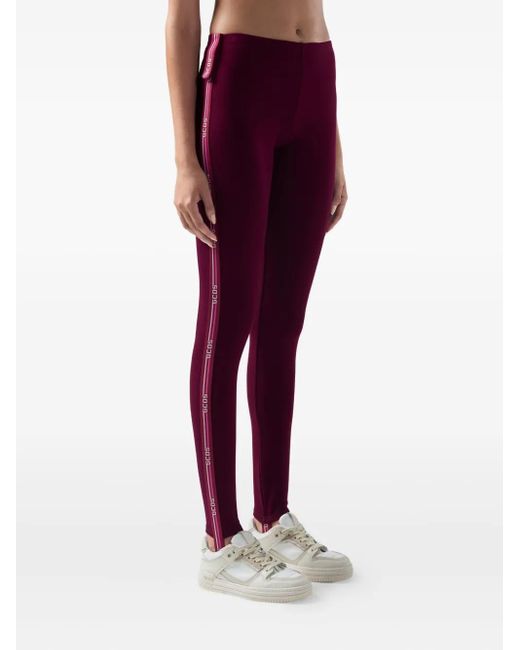 Gcds Purple Logo-Tape Piquet Leggings