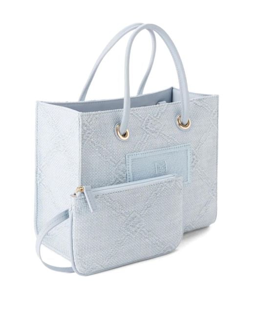 Elisabetta Franchi Logo-Jacquard Mini Tote Bag in Blue | Lyst