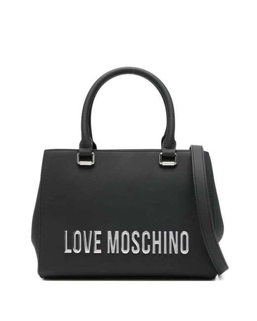 Love Moschino Black Logo-Lettering Shoulder Bag