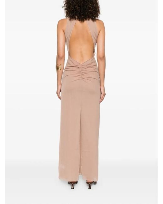 Sir Maxi-Jurk Met Gesmockt Detail En Hals in het Pink