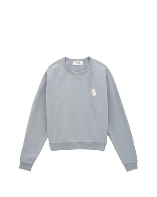 Ba&sh Gray Swing Logo-Print Raglan-Sleeve Sweatshirt
