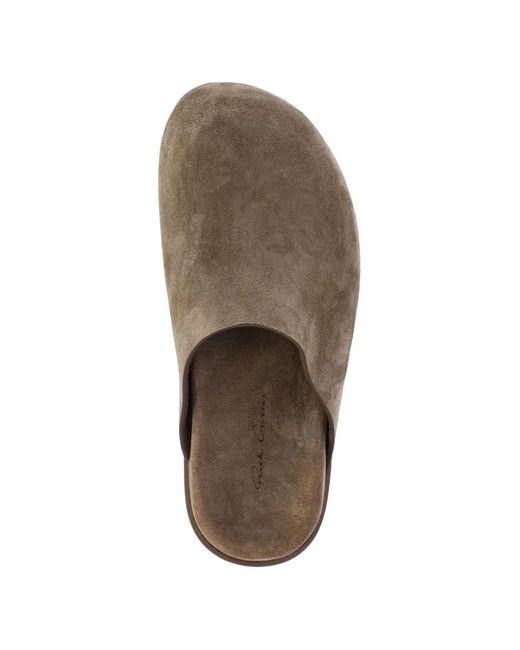 Rick Owens Brown Suede Slip-On Sandals