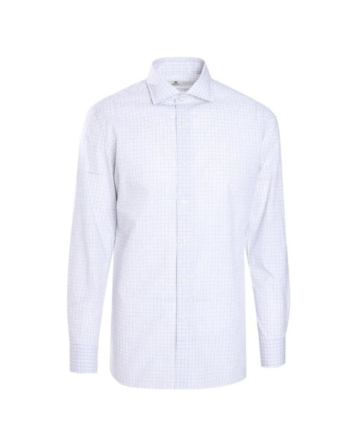 Luigi Borrelli Napoli White Long-Sleeve Check-Pattern Shirt for men