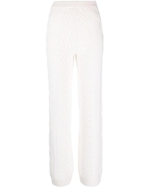 Pantalon en maille torsadée à coupe droite Lorena Antoniazzi en coloris White