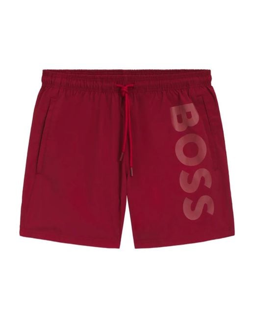Costume Da Bagno Con Logo di Boss in Red da Uomo