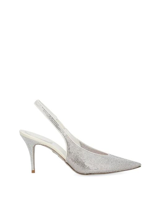Rene Caovilla White Jinny Crystal-Embellished Slingback Pumps