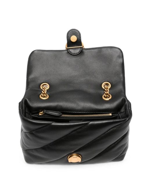 Pinko Black Love Birds Quilted Shoulder Bag