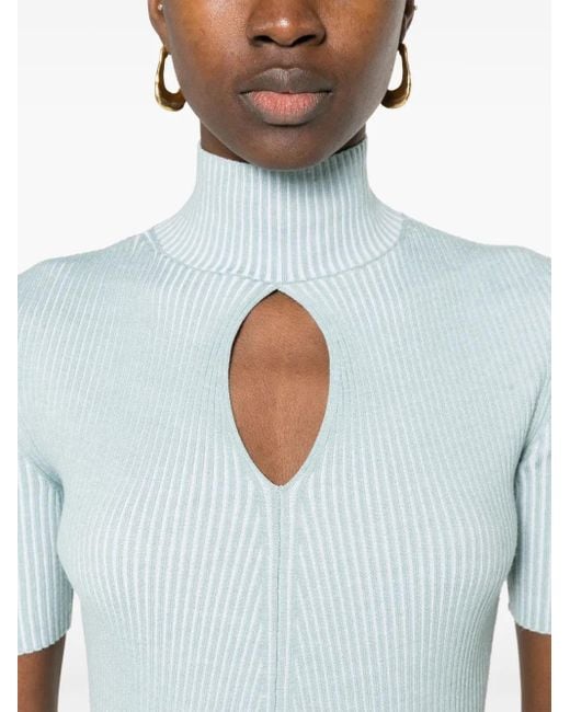 Fendi Blue Cut-Out Detail Knitted Top