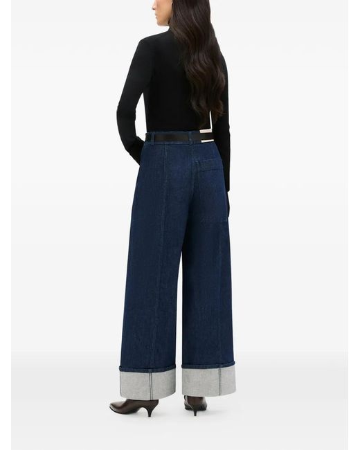 Another Tomorrow Blue Cuffed Seamed Jeans
