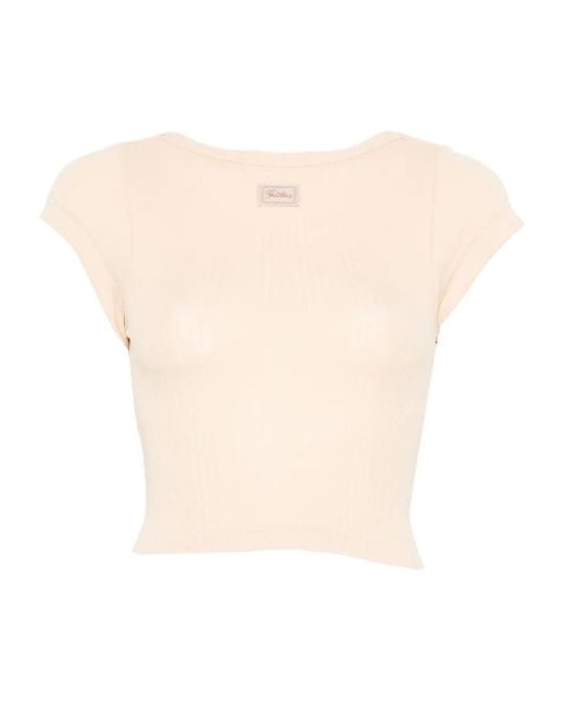 Jean Paul Gaultier White Fitted Ribbed Crop Top With Round Neckline