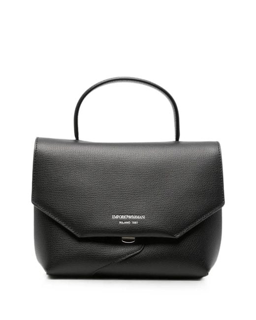 Emporio Armani Black Mini 1981 Leather Tote Bag