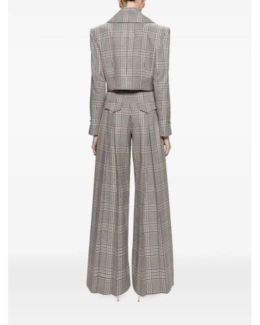 Nissa Gray Checked Cropped Jacket