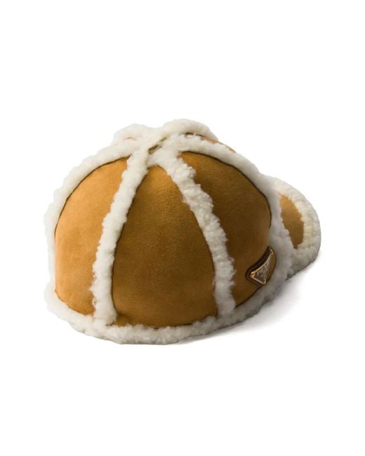 Prada Brown Suede Shearling Baseball Cap