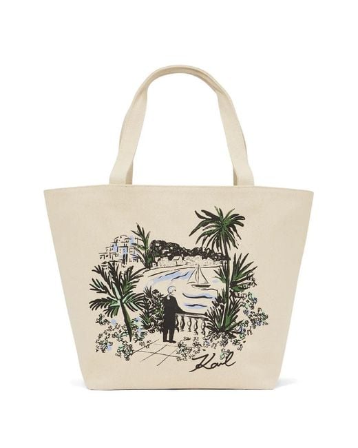 Karl Lagerfeld White Canvas Shopper Villa Design