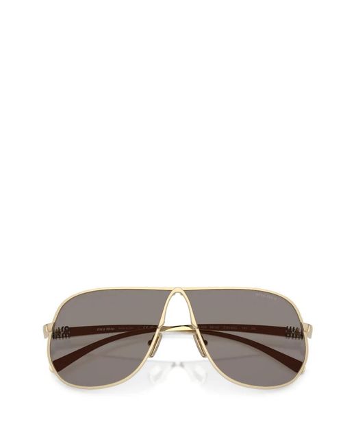 Miu Miu Gray Pilot-Frame Sunglasses